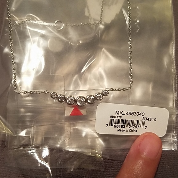 Silver MK Park Avenue Crystal Necklace NWT - Picture 2 of 2
